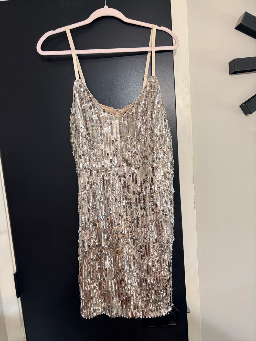 Forever 21 Silver Sequins Rose Gold  Slip Dress, 1x-2x.